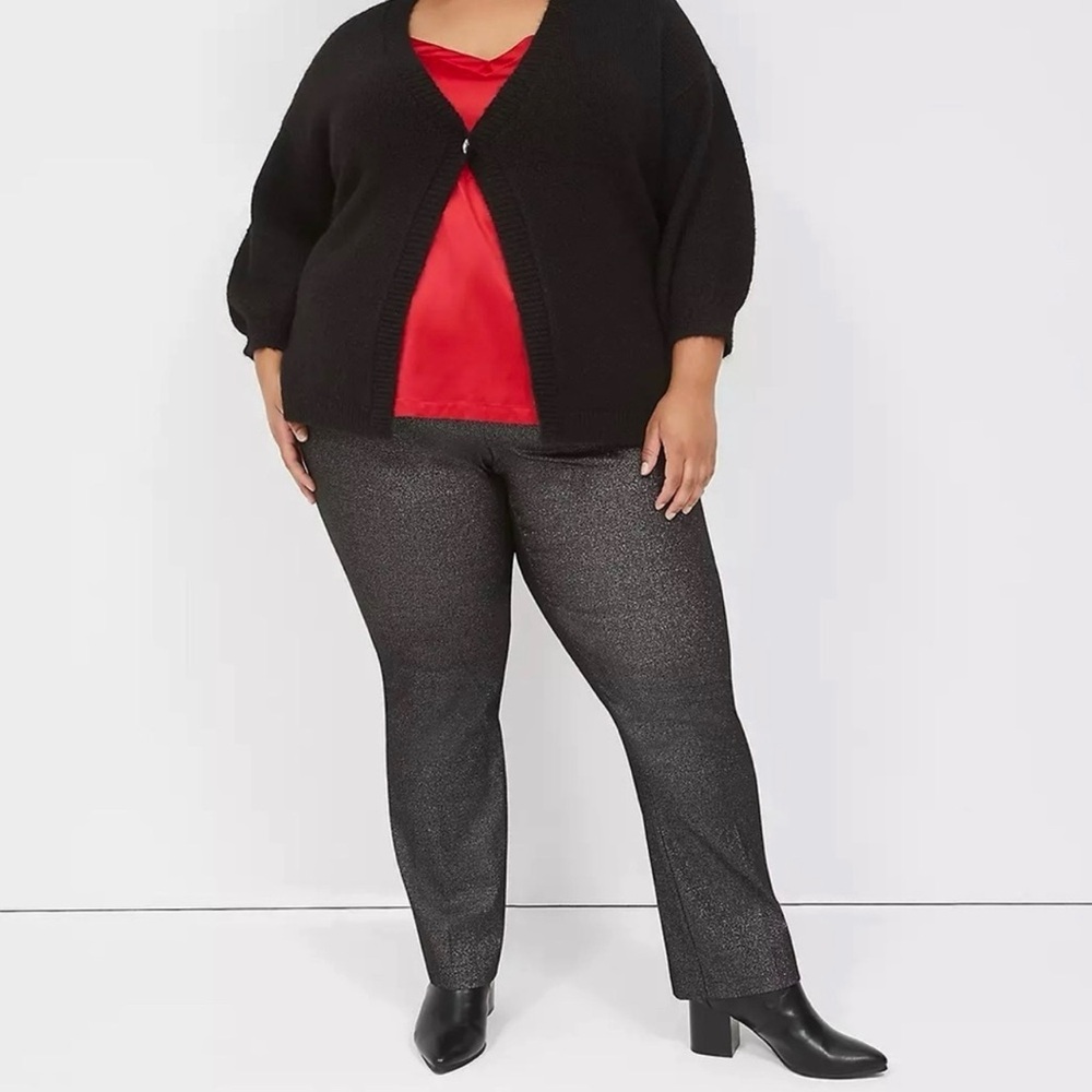 NEW Lane Bryant Allie Straight Leg 4-Season Shimmer Pant Black 22R Slim Stretch